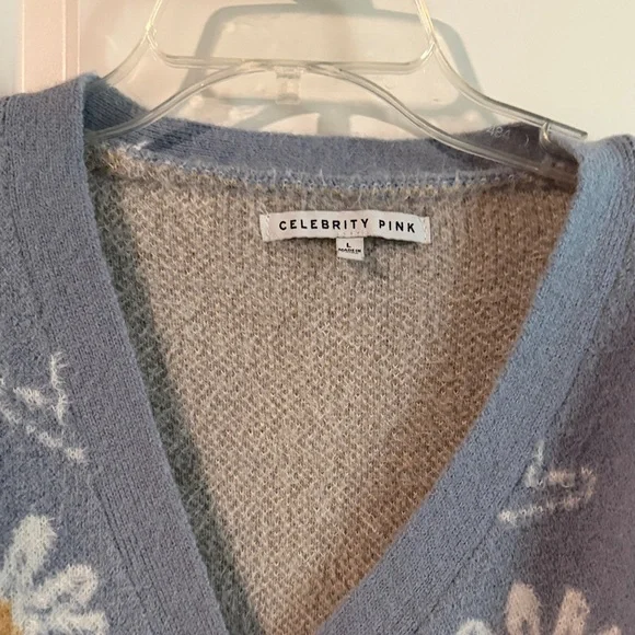 Celebrity Pink Floral Blue Cardigan - Picture 2 of 4